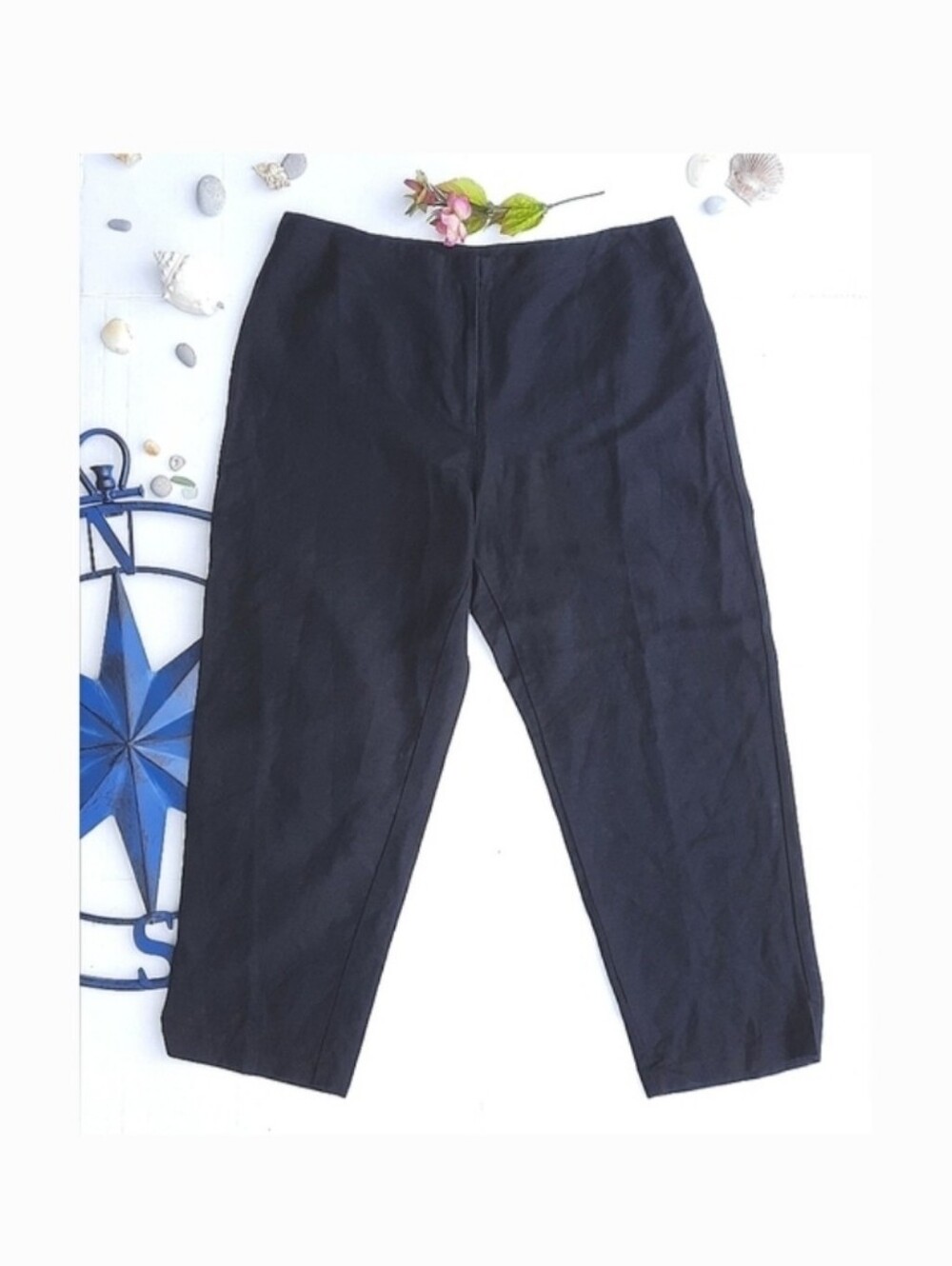 EMMA & JAMES Black Linen Crops